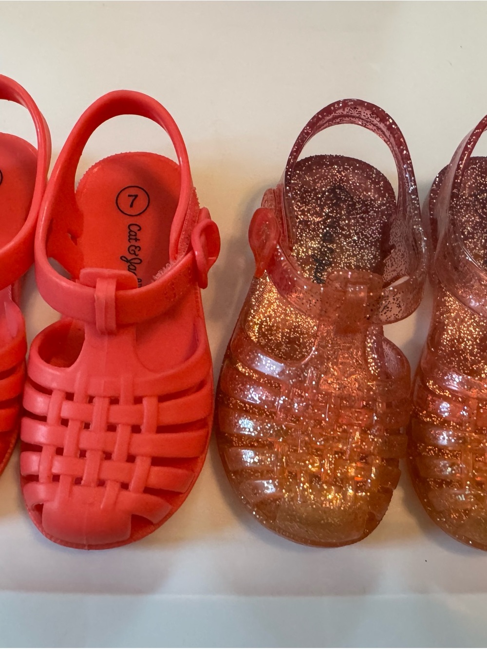 Cat & Jack Pink Kids Jelly Sandals — Solid and Glitter Styles